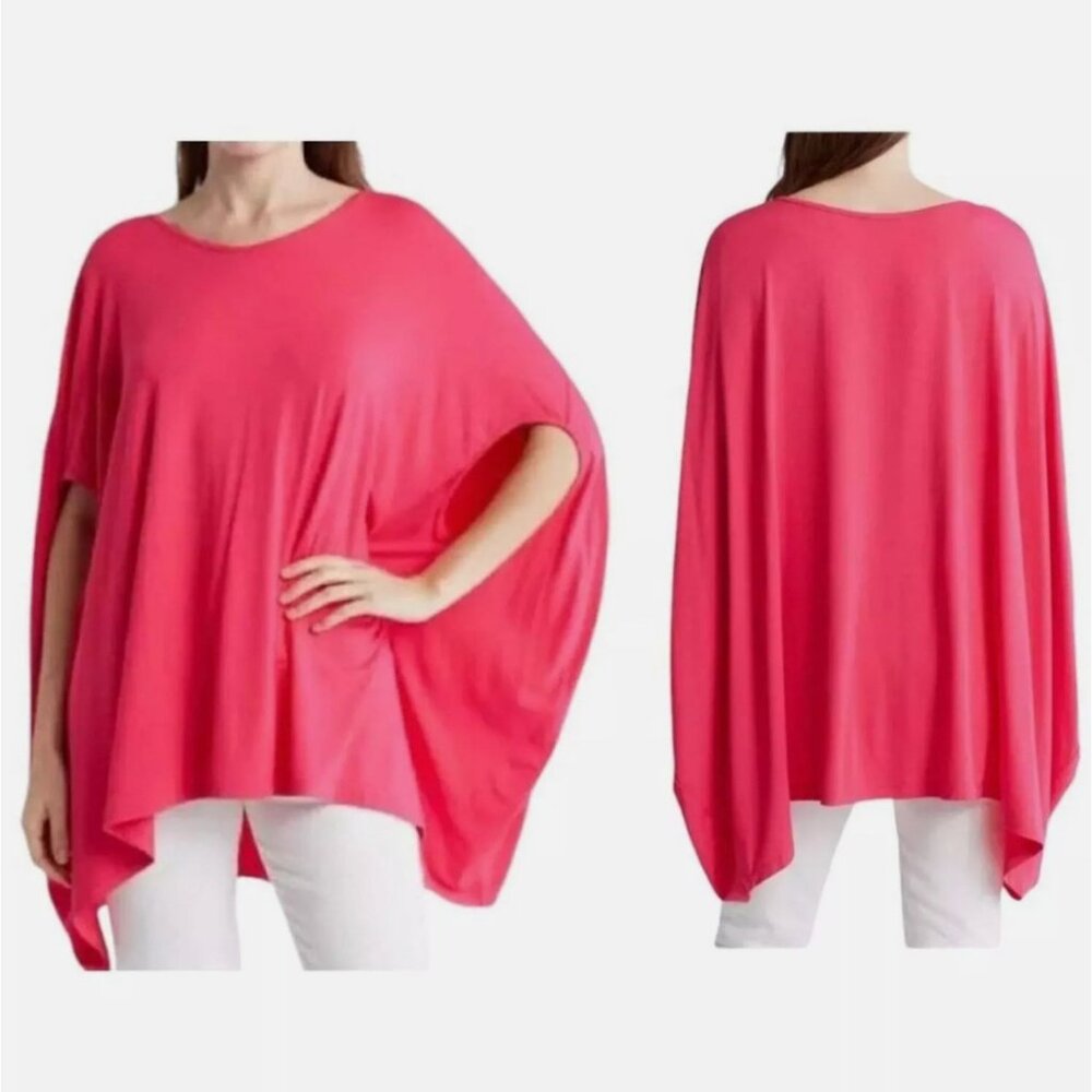 NWT $128 Patrizia Luca Milano Oversize Tunic Top Fuschia OS Poncho Kimono NEW L